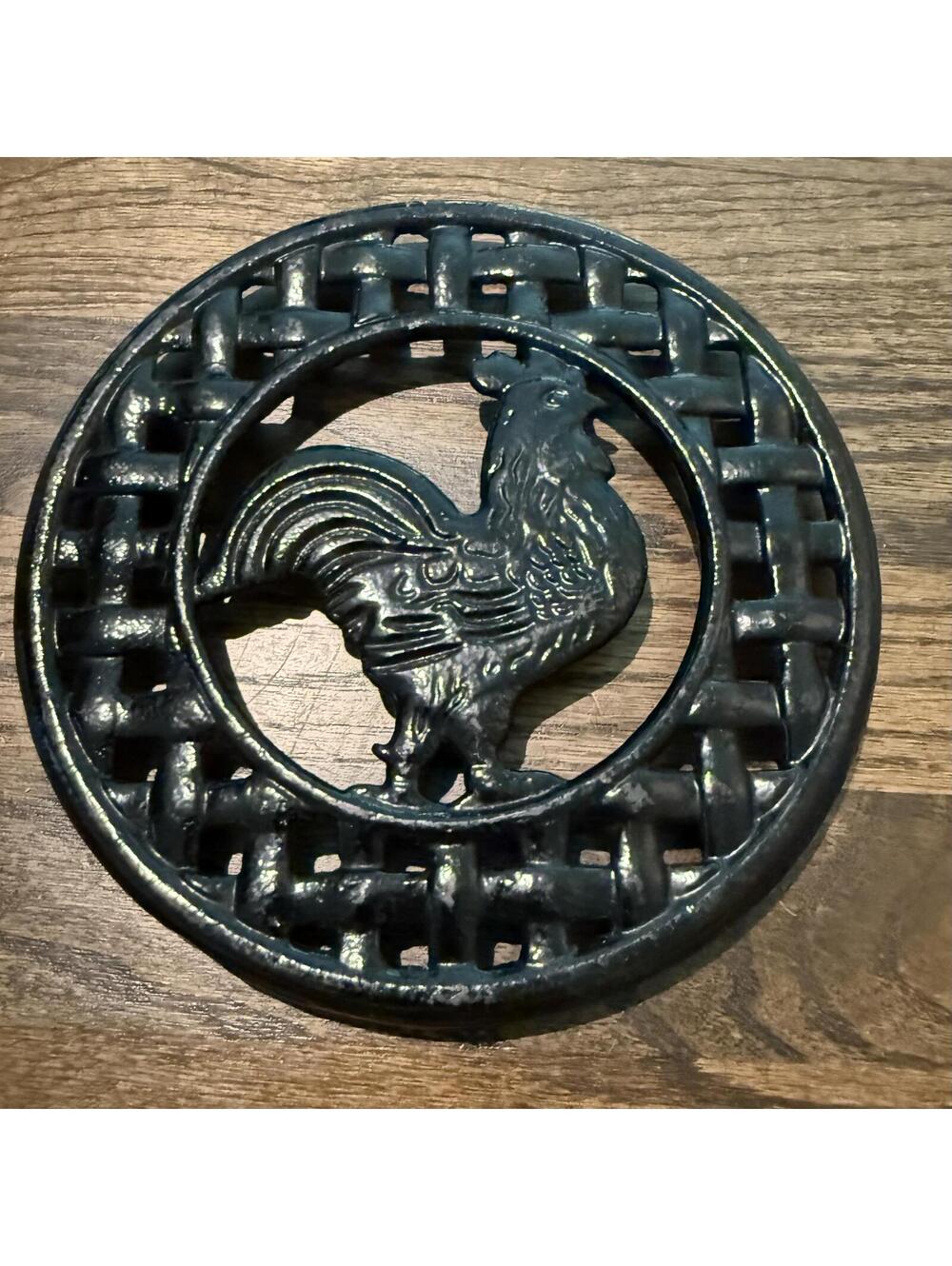 Cast Iron Rooster Black Trivet